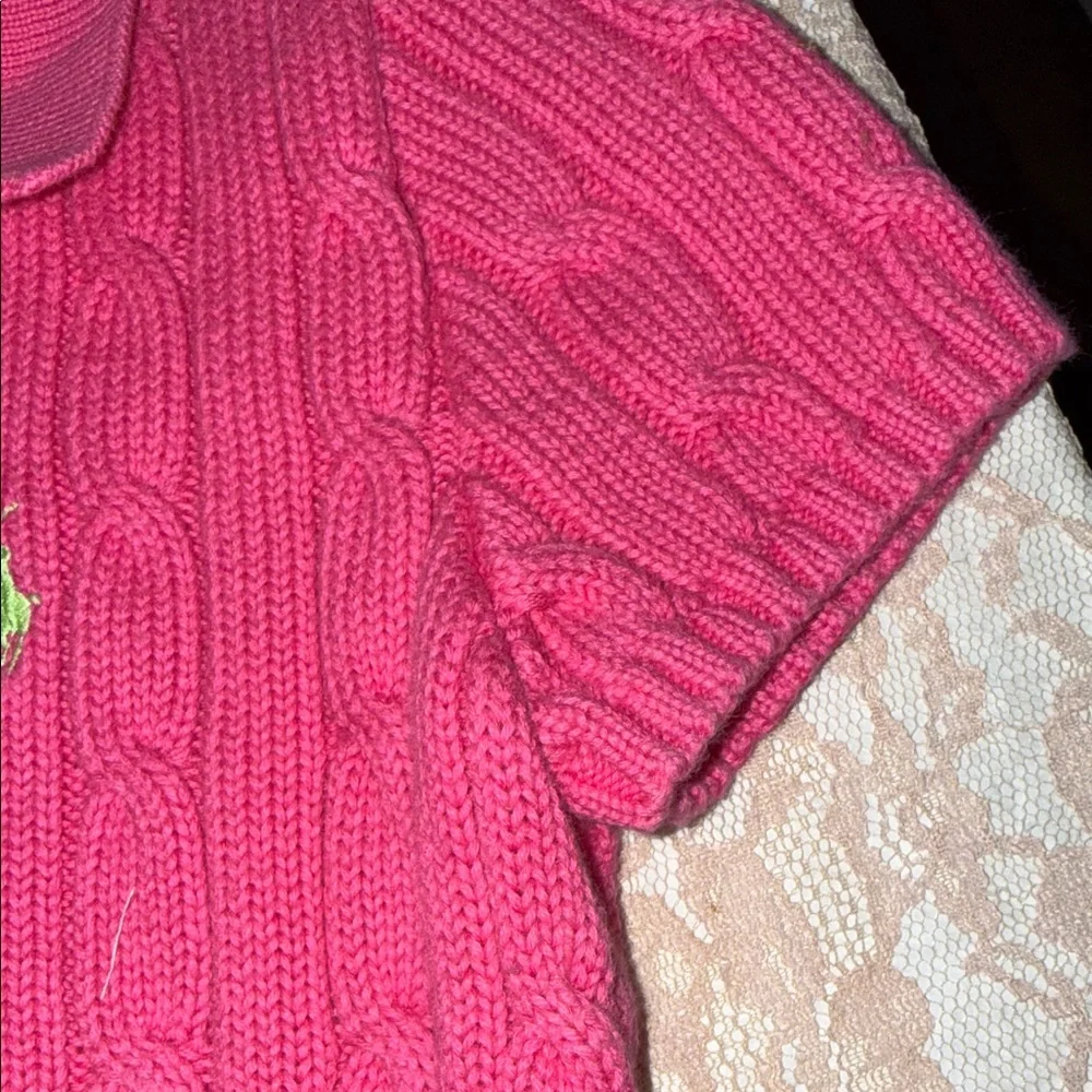 🎀 HOST PICK 🎀Ralph Lauren Bright Pink Cable Knit Polo - Picture 4 of 12